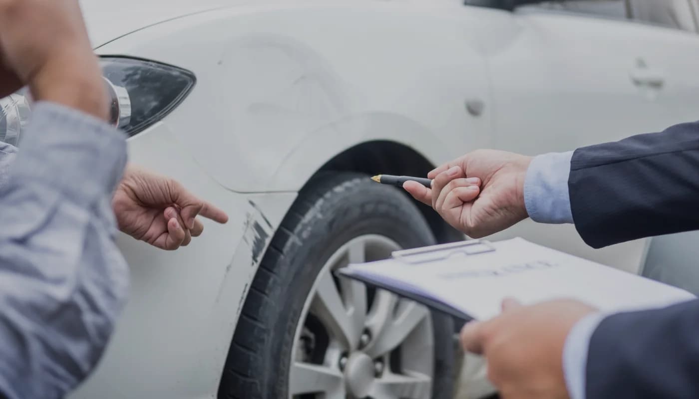 Inspecting scratches on the car